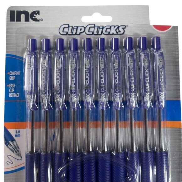Lot of 3 10 Pack Inc Click Click Blue Ink Ball Point Pens 1.0mm Comfort Grip - Picture 3 of 4